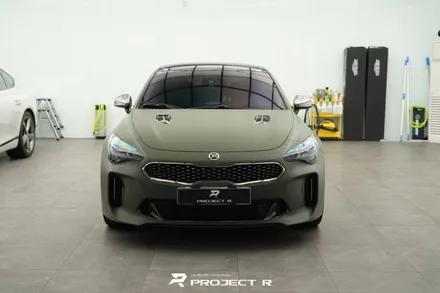 기아 스팅어 전체 랩핑, 3M 2080 매트 밀리터리 그린 시공, 부천 자동차래핑 프로젝트알 / 부천 원미구 상동