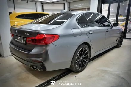 BMW 5시리즈 520d 사틴블랙에서 사틴다크그레이로 전체 랩핑 재시공, 부천 프로젝트알 / 부천 원미구 상동