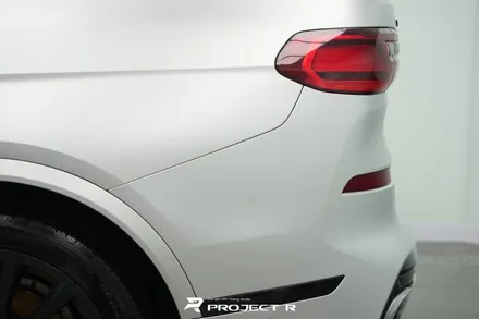 부천 랩핑, BMW X7 사고수리 후 부분 랩핑 재시공, 에이버리 사틴 실버메탈릭 / 부천 원미구 상동