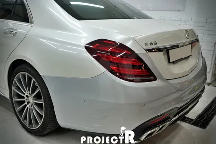 벤츠 S클래스 S63 AMG 사고 부분 랩핑, 에이버리 유광 화이트펄 자동차 래핑 by 프로젝트알 / 부천 원미구 상동