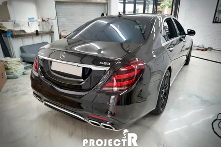 벤츠 S63 AMG 전체 랩핑, 에이버리 사틴 화이트펄 드레스업 래핑 by 프로젝트알 / 부천 원미구 상동