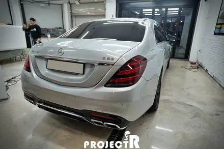 벤츠 S63 AMG 전체랩핑, 에이버리 유광 화이트펄 자동차 래핑 by 부천 상동 프로젝트알 / 부천 원미구 상동