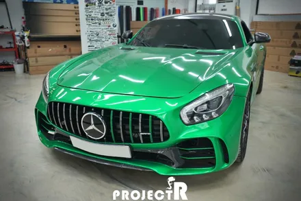 벤츠 AMG GT 전체 랩핑 재시공, 에이버리 유광 화이트펄 / 부천 프로젝트알 / 부천 원미구 상동