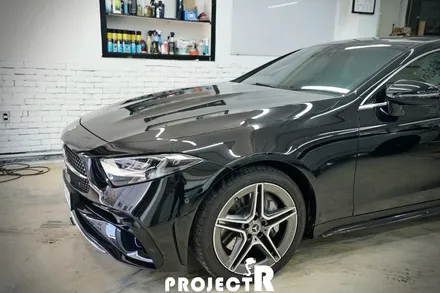 벤츠 CLS 300d 에이버리 사틴블랙 전체 랩핑 시공, 부천 자동차랩핑은 프로젝트알 / 부천 원미구 상동