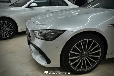 벤츠 AMG GT 4도어 에이버리 유광 화이트 전체 랩핑, 부천 자동차랩핑 프로젝트알 / 부천 원미구 상동