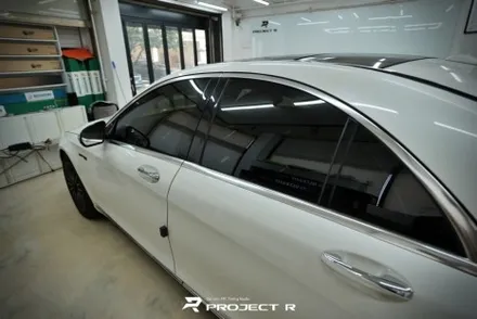 벤츠 S클래스 열차단 썬팅, S63 AMG 블락포디 비바 스카이블루 시공, 부천썬팅 프로젝트알 / 부천 원미구 상동