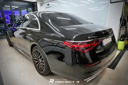 벤츠 S클래스 S400d 에이버리 락그레이 전체랩핑, 3M유광블랙 크롬 죽이기, 부천 프로젝트알 / 부천 원미구 상동