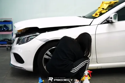 벤츠 E클래스 카브리올레 고광택 전체 랩핑, 비닐프로그 글로시 아이보리 화이트, 부천 프로젝트알 / 부천 원미구 상동