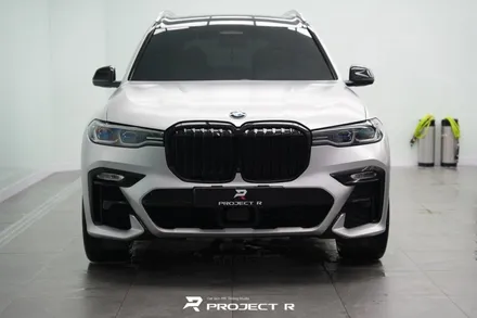 부천 랩핑, BMW X7 사고수리 후 부분 랩핑 재시공, 에이버리 사틴 실버메탈릭 / 부천 원미구 상동