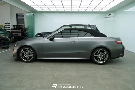 벤츠 E클래스 E450 카브리올레 전체 랩핑, 3M 사틴 다크그레이 시공, 부천 프로젝트알 / 부천 원미구 상동
