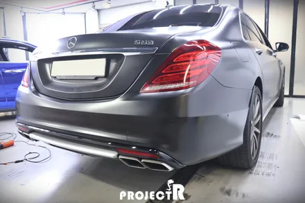 벤츠 S클래스 S63 AMG 전체랩핑 사고 부위 재시공, 에이버리 사틴블랙 부분 랩핑 by 프로젝트R / 부천 원미구 상동