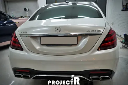 벤츠 S클래스 S63 AMG 사고 부분 랩핑, 에이버리 유광 화이트펄 자동차 래핑 by 프로젝트알 / 부천 원미구 상동