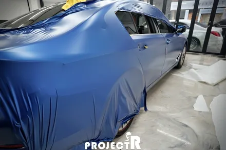 BMW 5시리즈 520i 부분 랩핑, 에이버리 사틴 다크블루 메탈릭 자동차 래핑 by 인천 프로젝트알 / 부천 원미구 상동
