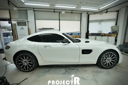 벤츠 AMG GT 전체 랩핑, 에이버리 사틴블랙 자동차 래핑, 부천랩핑 프로젝트알 / 부천 원미구 상동