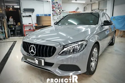 벤츠 C클래스 C220d 에이버리 유광 그레이 전체 랩핑, 부천 자동차 랩핑 프로젝트알 / 부천 원미구 상동
