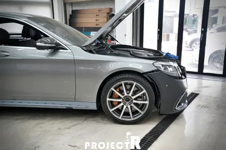 부천 랩핑 전문점, 벤츠 S63 AMG 에이버리 유광 화이트 전체 랩핑 in 프로젝트알 / 부천 원미구 상동