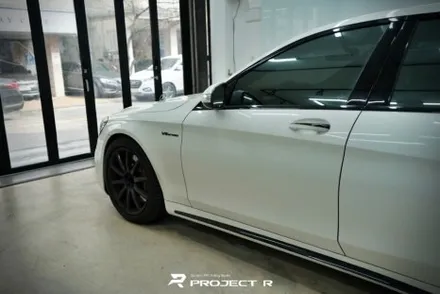 벤츠 S63 AMG 에이버리 유광 화이트펄 전체 랩핑, 부천 자동차랩핑 프로젝트알 / 부천 원미구 상동