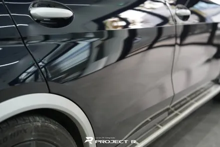 부천 랩핑, BMW X7 사고수리 후 부분 랩핑 재시공, 에이버리 사틴 실버메탈릭 / 부천 원미구 상동