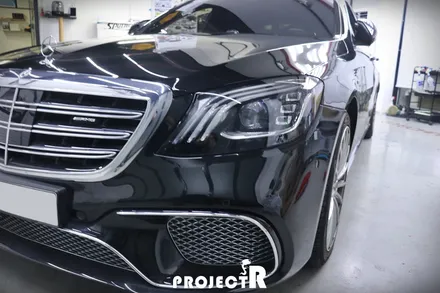 벤츠 S클래스 S65 AMG 전체 랩핑, 에이버리 사틴블랙으로 스타일 바꿔주기 / 부천 원미구 상동