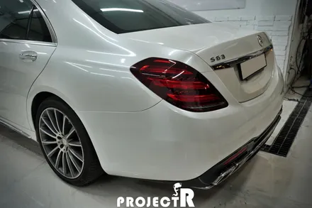 벤츠 S클래스 S63 AMG 사고 부분 랩핑, 에이버리 유광 화이트펄 자동차 래핑 by 프로젝트알 / 부천 원미구 상동