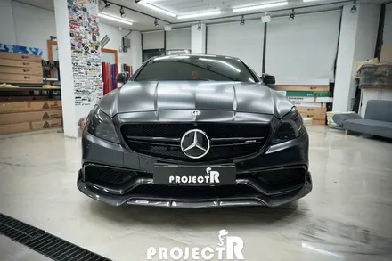 벤츠 CLS63 AMG 전체 랩핑, 에이버리 사틴블랙 자동차 래핑 by 인천 프로젝트R / 부천 원미구 상동