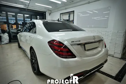 벤츠 S63 AMG 전체랩핑, 에이버리 유광 화이트펄 자동차 래핑 by 부천 상동 프로젝트알 / 부천 원미구 상동