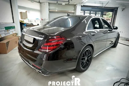 벤츠 S63 AMG 에이버리 사틴그레이 전체 랩핑, 크롬죽이기, 카본 포인트 랩핑 by 부천 상동 프로젝트알 / 부천 원미구 상동