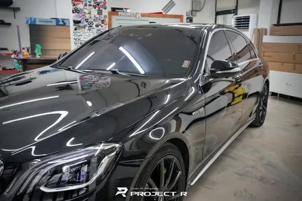 벤츠 S63 AMG 전체 랩핑, 에이버리 유광 화이트펄 시공 in 부천랩핑 프로젝트알 / 부천 원미구 상동