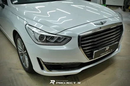 부천 제네시스 EQ900 전체 랩핑 재시공, 비닐프로그 고광택 유광 화이트펄, 프로젝트알 / 부천 원미구 상동