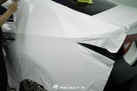 LF 소나타 전체 랩핑 후 3M 유광 화이트 사고 부분 랩핑 재시공, 부천 프로젝트알 / 부천 원미구 상동