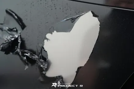 부천 랩핑, BMW 7시리즈 i7 뒷범퍼 사고 오토벨벳 리페어블랙 재시공 / 부천 원미구 상동