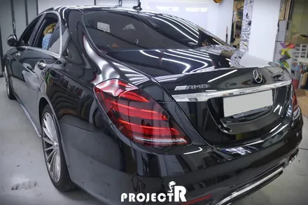 벤츠 S클래스 S65 AMG 전체 랩핑, 에이버리 사틴블랙으로 스타일 바꿔주기 / 부천 원미구 상동
