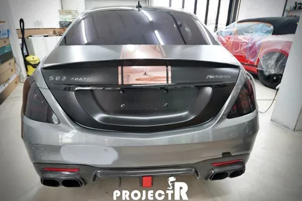 벤츠 S63 AMG 에이버리 유광 화이트 전체 랩핑, 라인 데칼 포인트 랩핑 by 부천 프로젝트R / 부천 원미구 상동