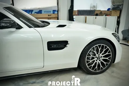 벤츠 AMG GT 전체 랩핑, 에이버리 사틴블랙 자동차 래핑, 부천랩핑 프로젝트알 / 부천 원미구 상동