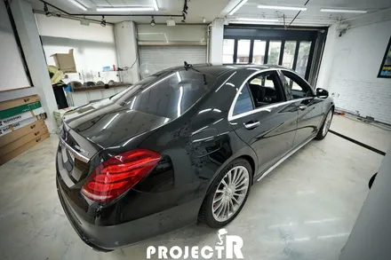 벤츠 S63 AMG 전체 랩핑, 3M 화이트 골드 스파클 시공 및 크롬죽이기, 부천 자동차랩핑 전문 프로젝트알 / 부천 원미구 상동