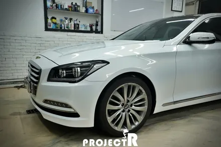 제네시스 G80 전체 랩핑, 3M2080 화이트골드스파클 시공 in 부천 자동차래핑 프로젝트알 / 부천 원미구 상동
