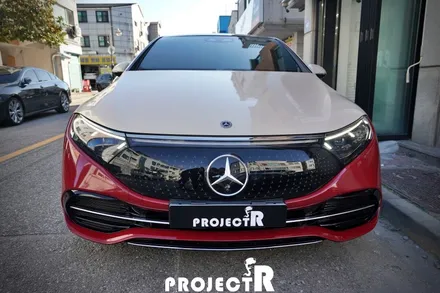 벤츠 EQS 350 투톤 전체 랩핑, 에이버리 유광 버건디 + 샌드 스파클 메탈릭 시공 / 부천 프로젝트알 / 부천 원미구 상동