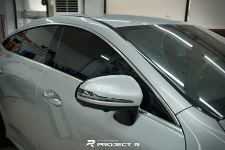 벤츠 AMG GT 4도어 에이버리 유광 화이트 전체 랩핑, 부천 자동차랩핑 프로젝트알 / 부천 원미구 상동