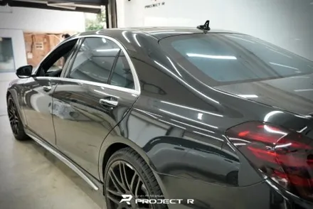 벤츠 S63 AMG 에이버리 유광 화이트 전체랩핑, 부천 자동차래핑 전문 프로젝트알 / 부천 원미구 상동