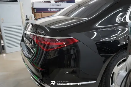 부천 벤츠 S580 마이바흐 듀오톤 전체 랩핑, 비닐프로그 메탈실버 탄자나이트블루 투톤 랩핑 / 부천 원미구 상동