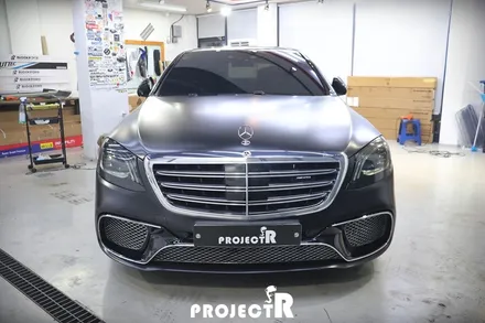 벤츠 S클래스 S65 AMG 전체 랩핑, 에이버리 사틴블랙으로 스타일 바꿔주기 / 부천 원미구 상동