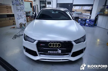 아우디 A7 에이버리 사틴 화이트펄 전체 랩핑, 부천 자동차 래핑 전문 프로젝트R / 부천 원미구 상동