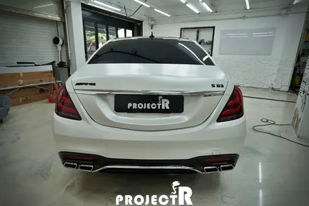 벤츠 S63 AMG 전체 랩핑, 에이버리 사틴 화이트펄 드레스업 래핑 by 프로젝트알 / 부천 원미구 상동