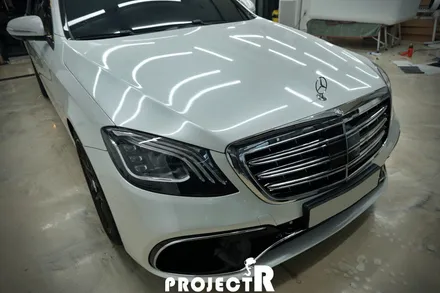 벤츠 S63 AMG 전체랩핑, 에이버리 유광 화이트펄 자동차 래핑 by 부천 상동 프로젝트알 / 부천 원미구 상동