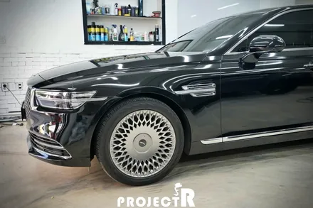 제네시스 G90 전체 랩핑, 에이버리 유광블랙 자동차 래핑, 부천 프로젝트알 / 부천 원미구 상동