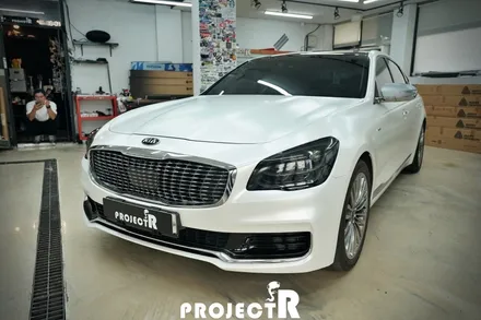 기아 K9 전체 랩핑, 에이버리 사틴 화이트 펄 자동차래핑, 부천 프로젝트알 / 부천 원미구 상동