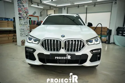 BMW X6 에이버리 사틴 화이트펄 전체 랩핑, 크롬죽이기 / 부천랩핑 프로젝트알 / 부천 원미구 상동