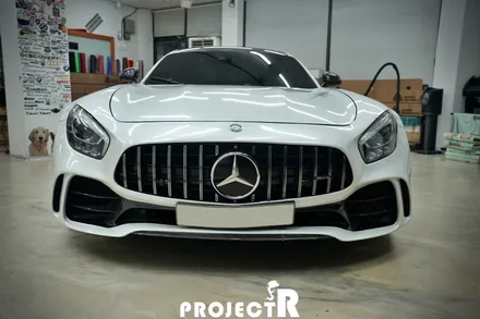 벤츠 AMG GT 전체 랩핑 재시공, 에이버리 유광 화이트펄 / 부천 프로젝트알 / 부천 원미구 상동