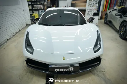 페라리 488 에이버리 유광 화이트 전체 랩핑, 부천 자동차랩핑 전문 프로젝트알 / 부천 원미구 상동