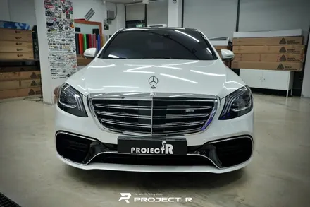벤츠 S63 AMG 전체 랩핑, 에이버리 유광 화이트펄 시공 in 부천랩핑 프로젝트알 / 부천 원미구 상동